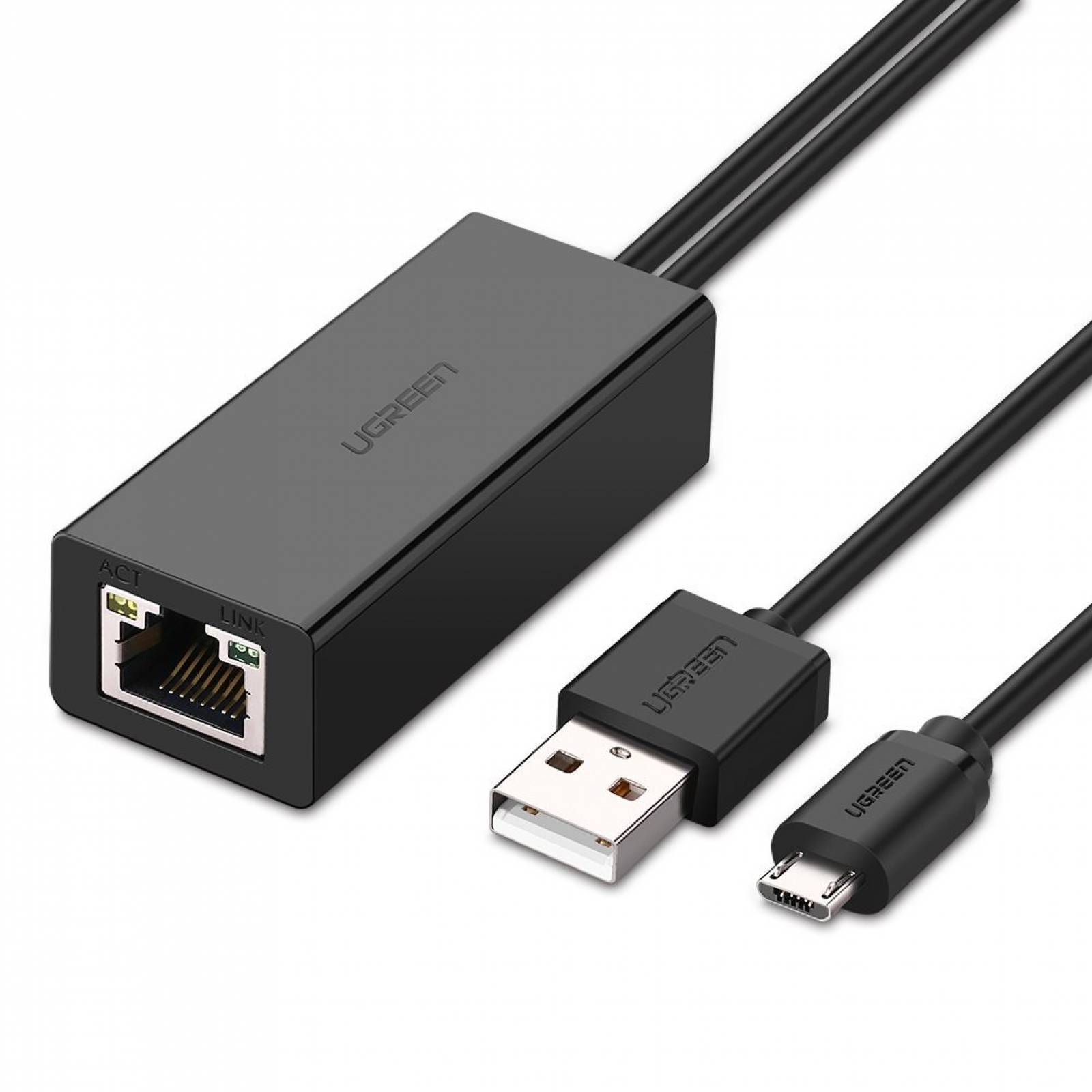 Adaptador ethernet ugreen chromecast micro usb rj45 e -verde