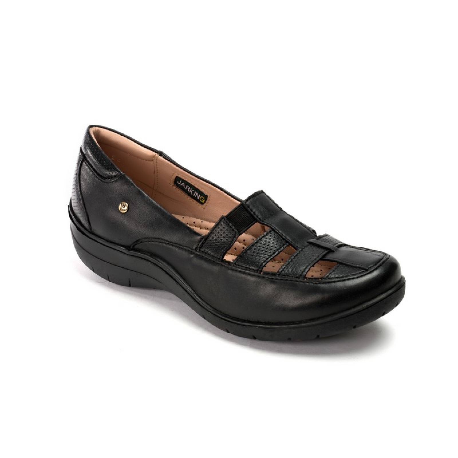 Jarking sandalia casual negra flexible con detalles de