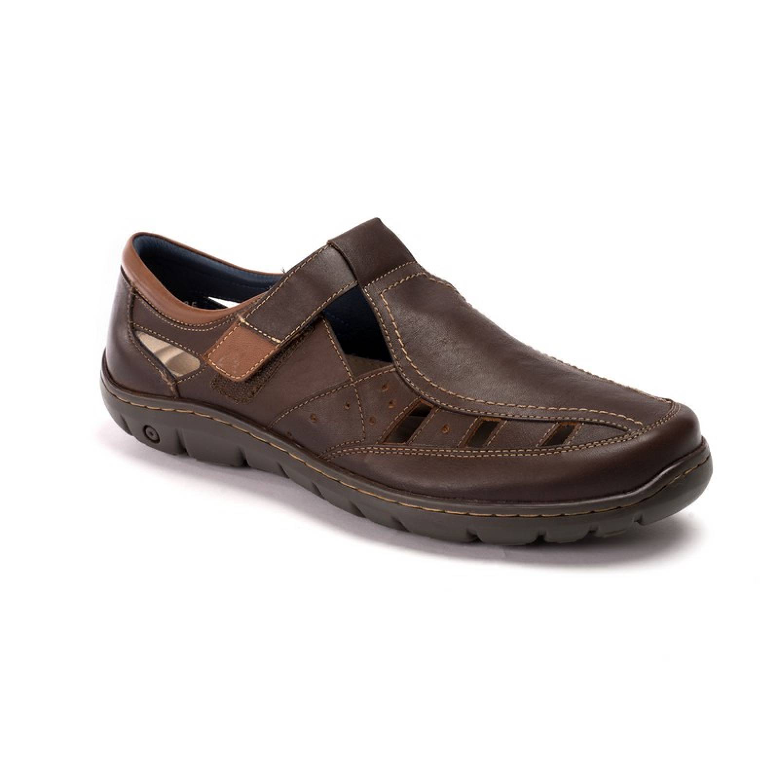 Jarking - sandalia casual moka flexible con tiras y ajuste con velcro ...