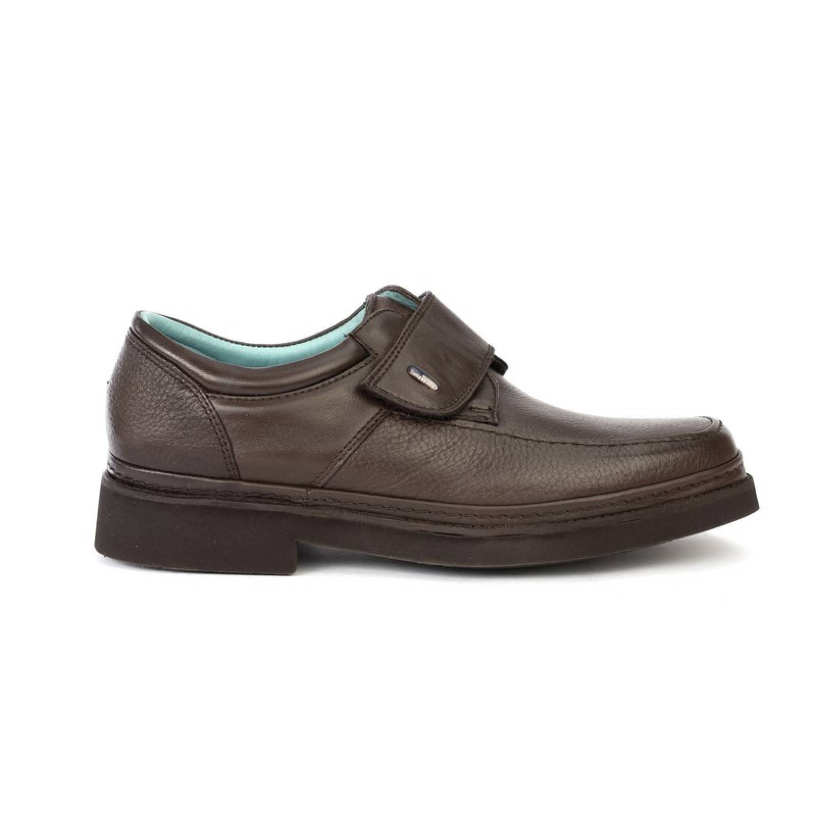 Jarking - zapato formal café con ajuste de velcro y amplitud especial ...